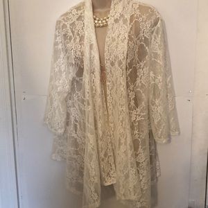 White lace sheer robe cover up